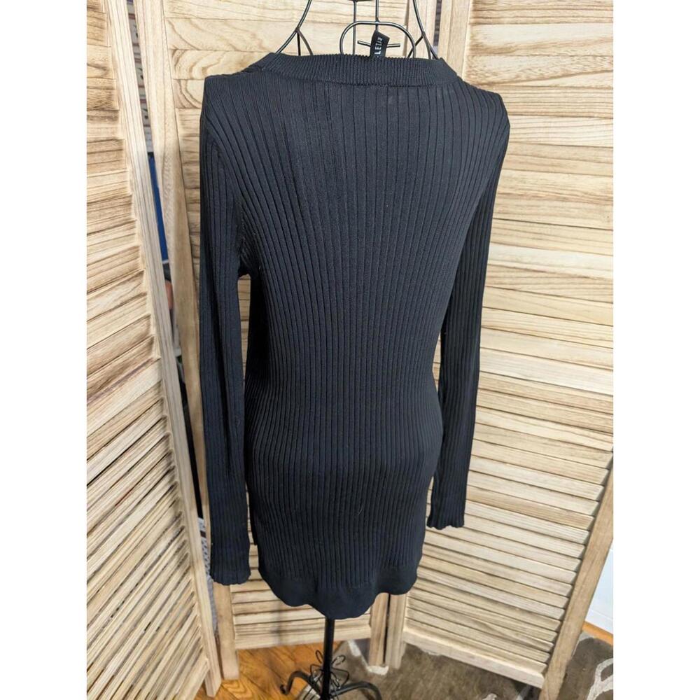 Athleta Lincoln Park Ribbed Stretchy Crewneck Long Sleeve Sweater Sz M Black - Picture 2 of 3